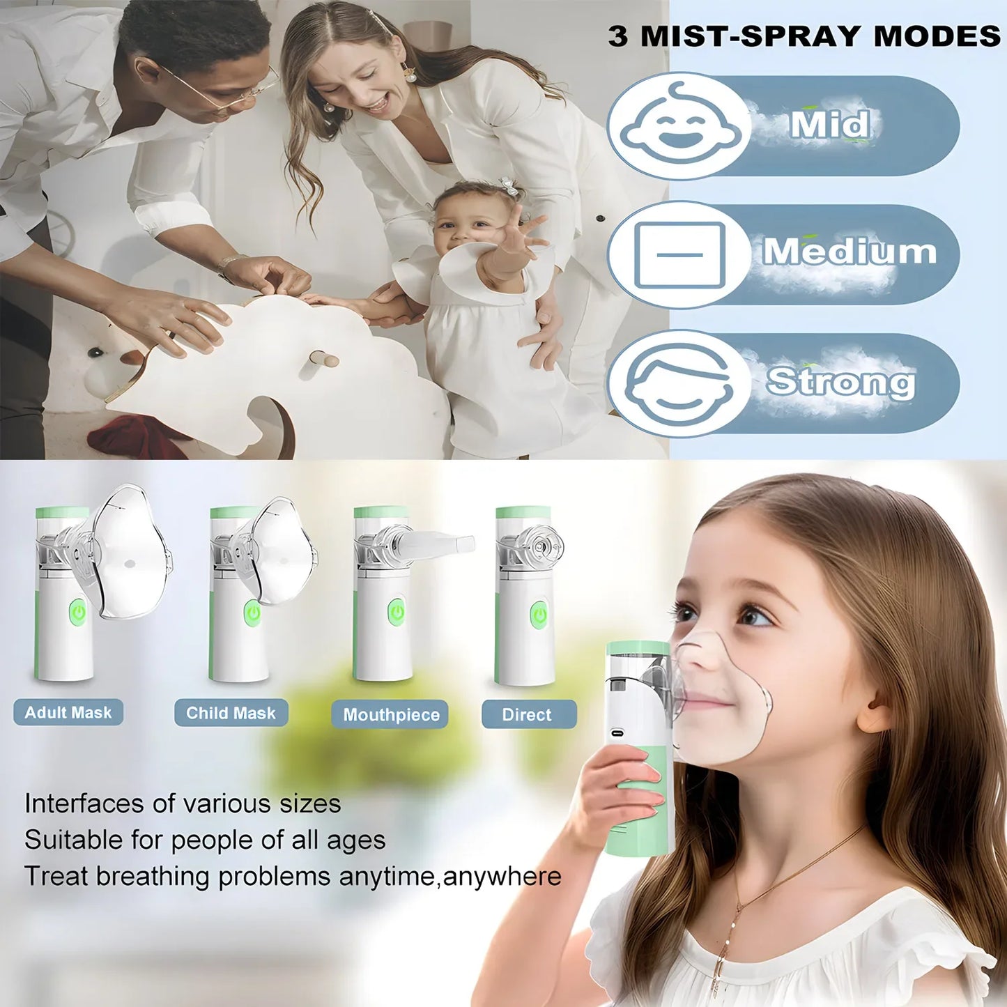 IDEABEL Health Care Mini Handheld Portable Asthma Inhale Nebulizer Ultrasonic Inalador Nebulizador For Children Adult