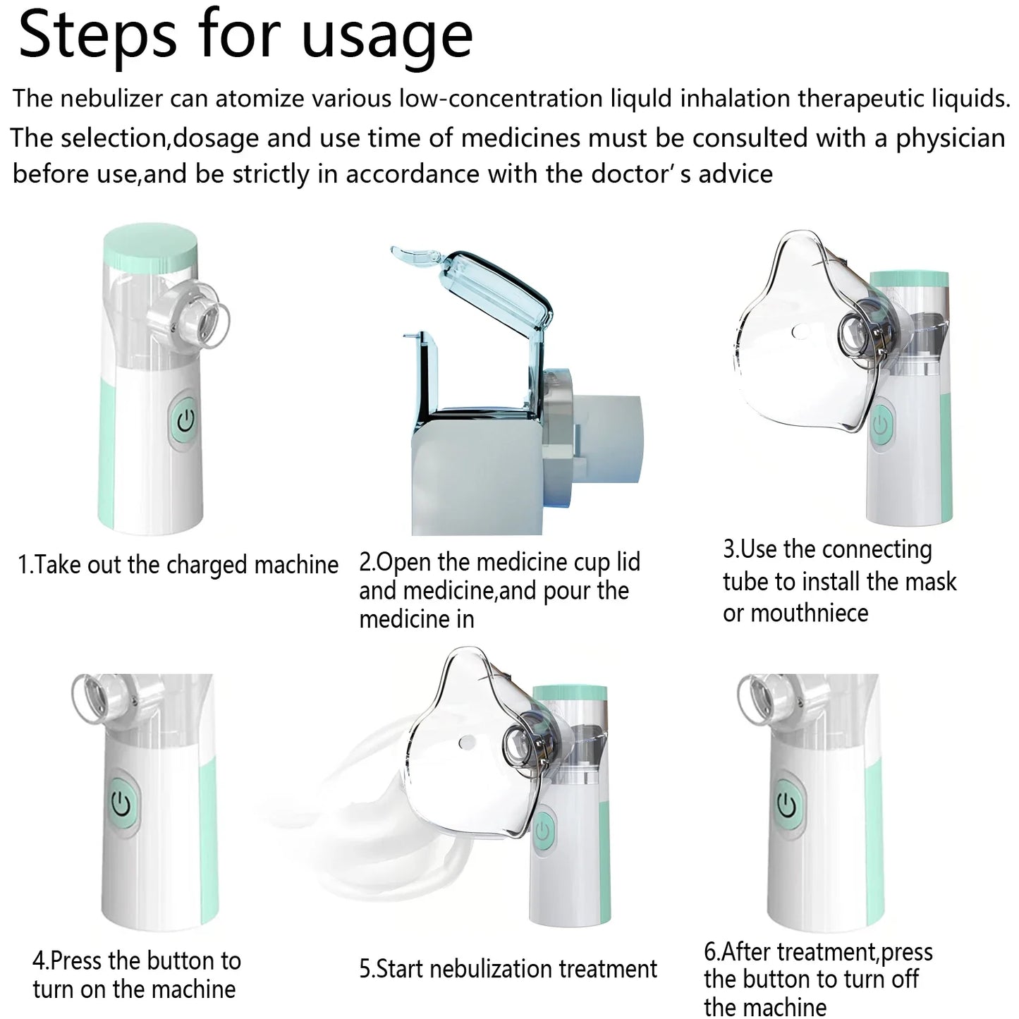 IDEABEL Health Care Mini Handheld Portable Asthma Inhale Nebulizer Ultrasonic Inalador Nebulizador For Children Adult