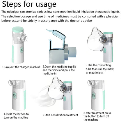 IDEABEL Health Care Mini Handheld Portable Asthma Inhale Nebulizer Ultrasonic Inalador Nebulizador For Children Adult