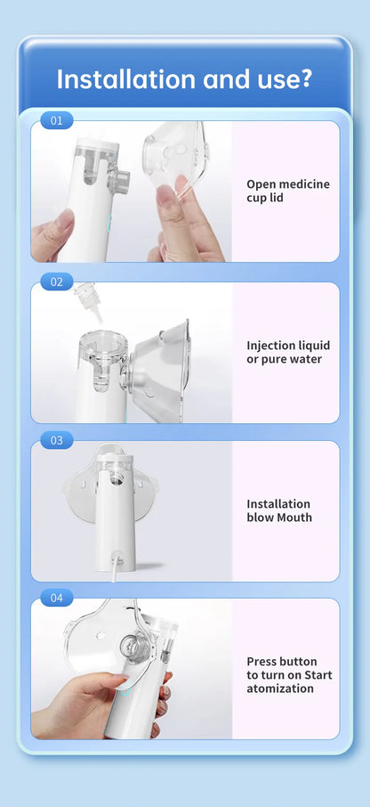 IDEABEL Health Care Mini Handheld Portable Asthma Inhale Nebulizer Ultrasonic Inalador Nebulizador For Children Adult