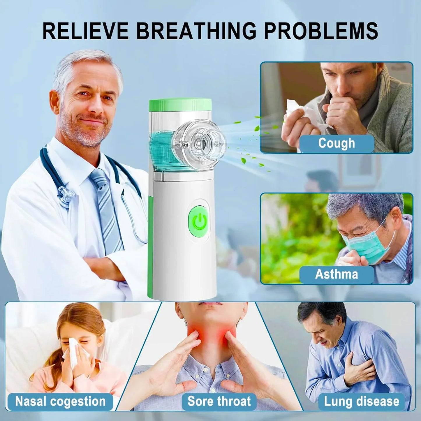 IDEABEL Health Care Mini Handheld Portable Asthma Inhale Nebulizer Ultrasonic Inalador Nebulizador For Children Adult